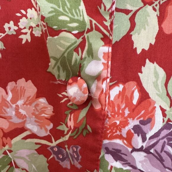 Vintage Laura Ashley Size M Playsuit Jumpsuit Romper Red Floral Cottagecore Crop - Picture 5 of 12